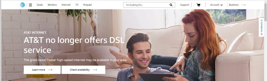 att dsl website notice