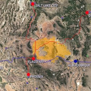 Arcadian Phoenix to Salt Lake City Map