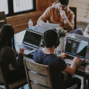 College students researching