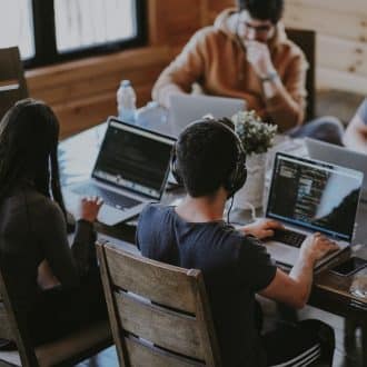 College students researching