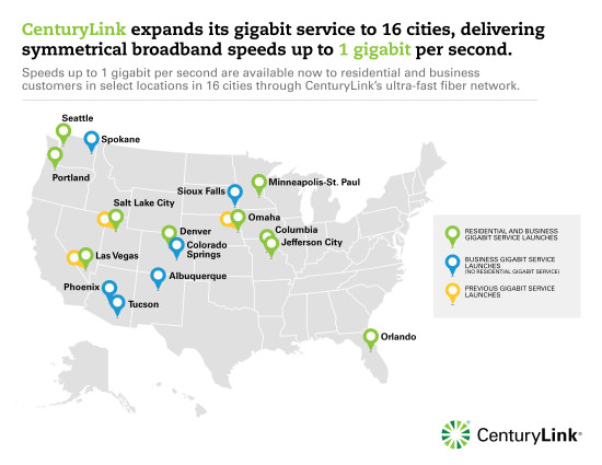 Gigabit Launch Map