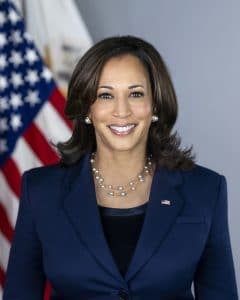 takes her official portrait Thursday, March 4, 2021, in the South Court Auditorium in the Eisenhower Executive Office Building at the White House. (Official White House Photo by Lawrence Jackson)