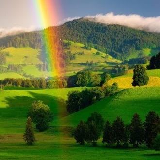 Rural Area with Rainbow