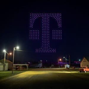 T-Mobile logo in the sky by drones