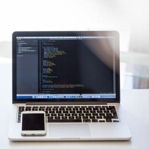 Coding on laptop