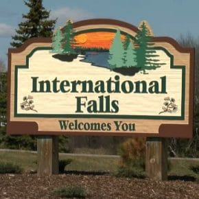 International Falls, Minnesota Welcome Sign