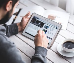 man on tablet
