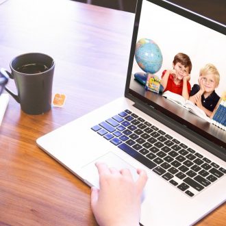 remote learning on a laptop