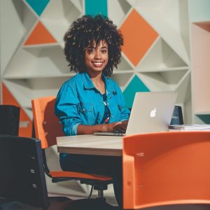 student on computer