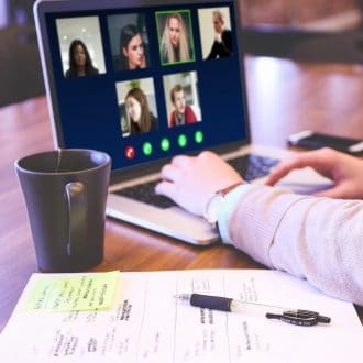 video conference on laptop