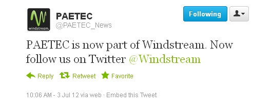 Windstream Tweet