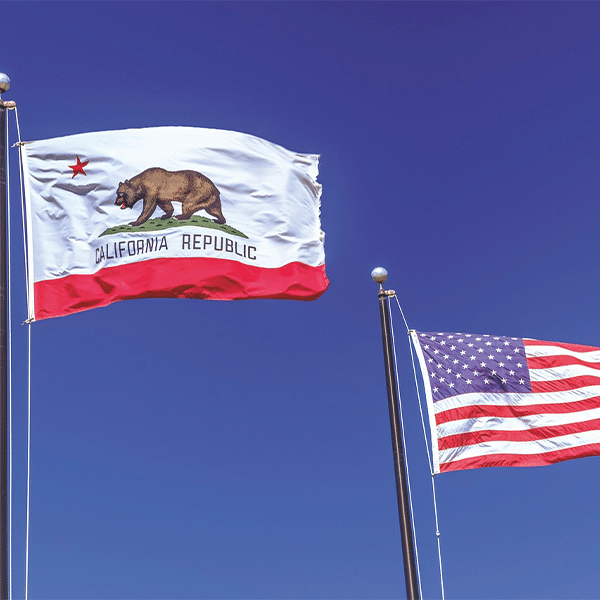 California and American Flag
