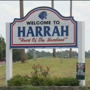 Welcome to Harrah OH sign