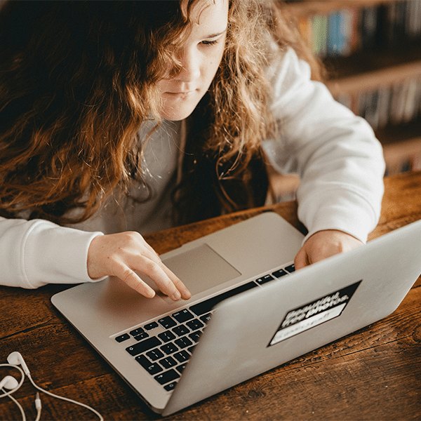 Student on device