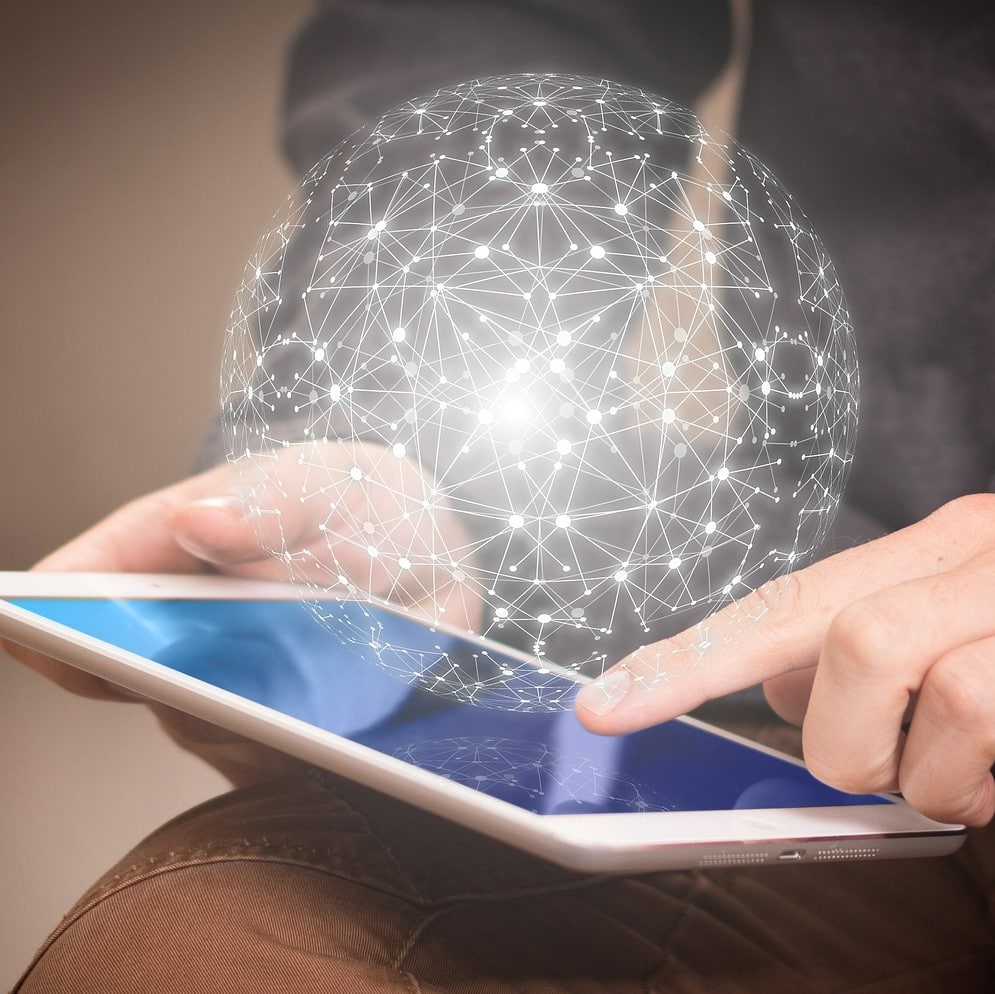 person on a tablet