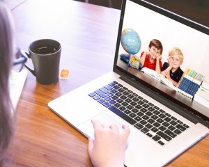 remote learning on a laptop