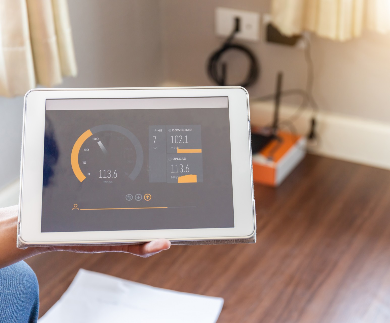 speed test on a tablet