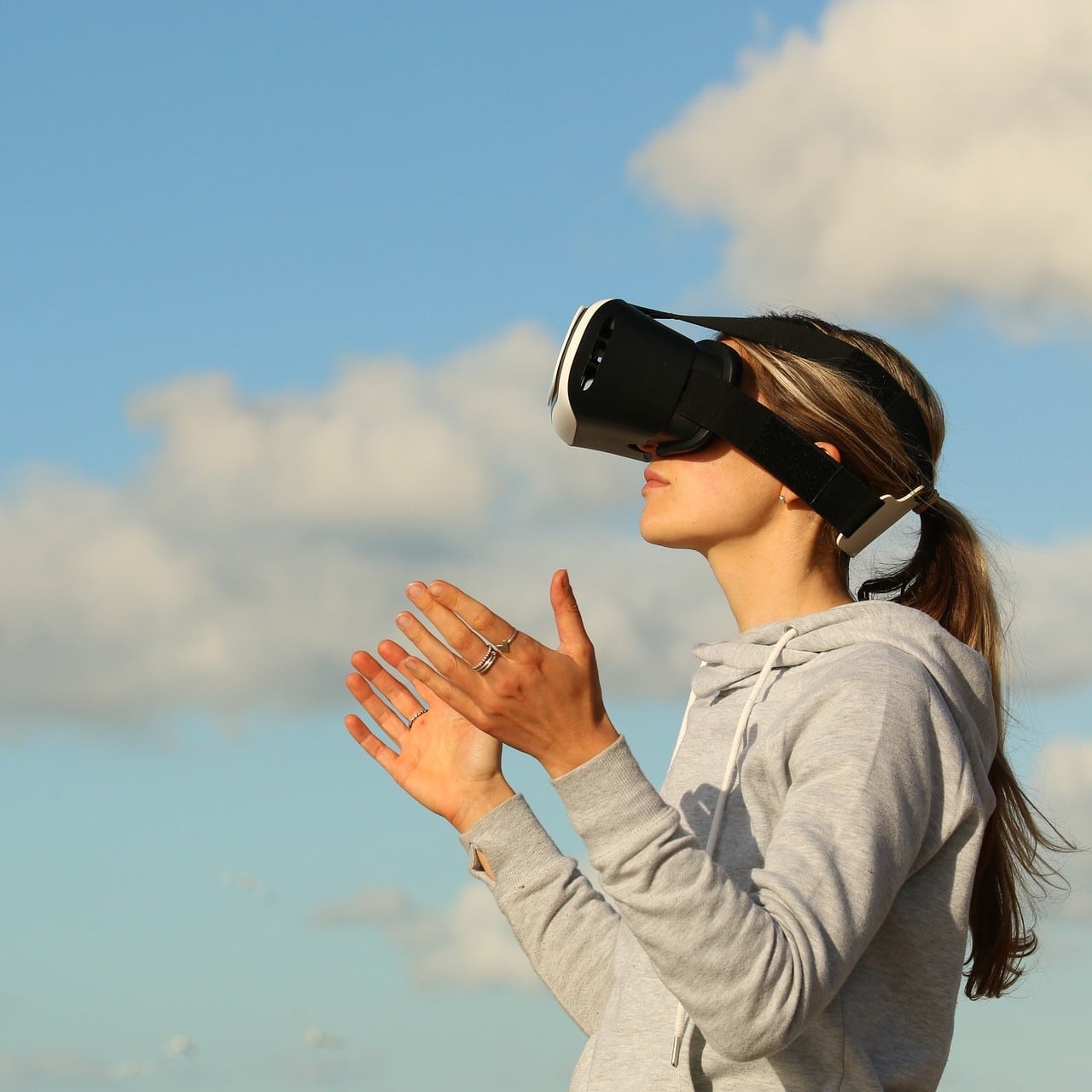 Woman with VR Wearable Goggles