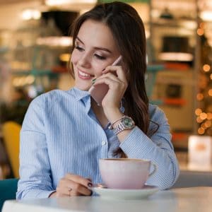 Woman on mobile device